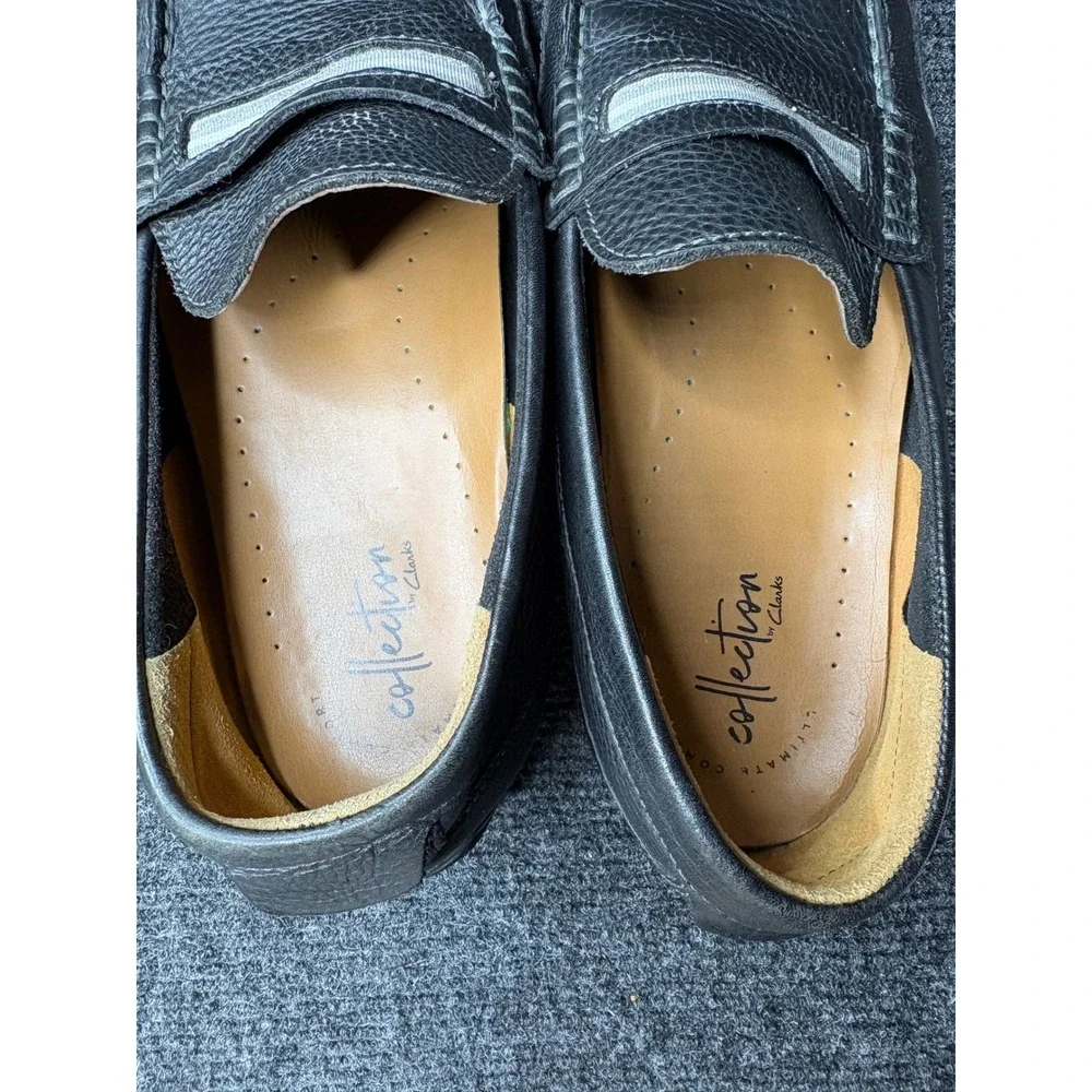 Clarks Collection Mens Black Pebbled Leather Driving Loafers 10.5 M 261417317095